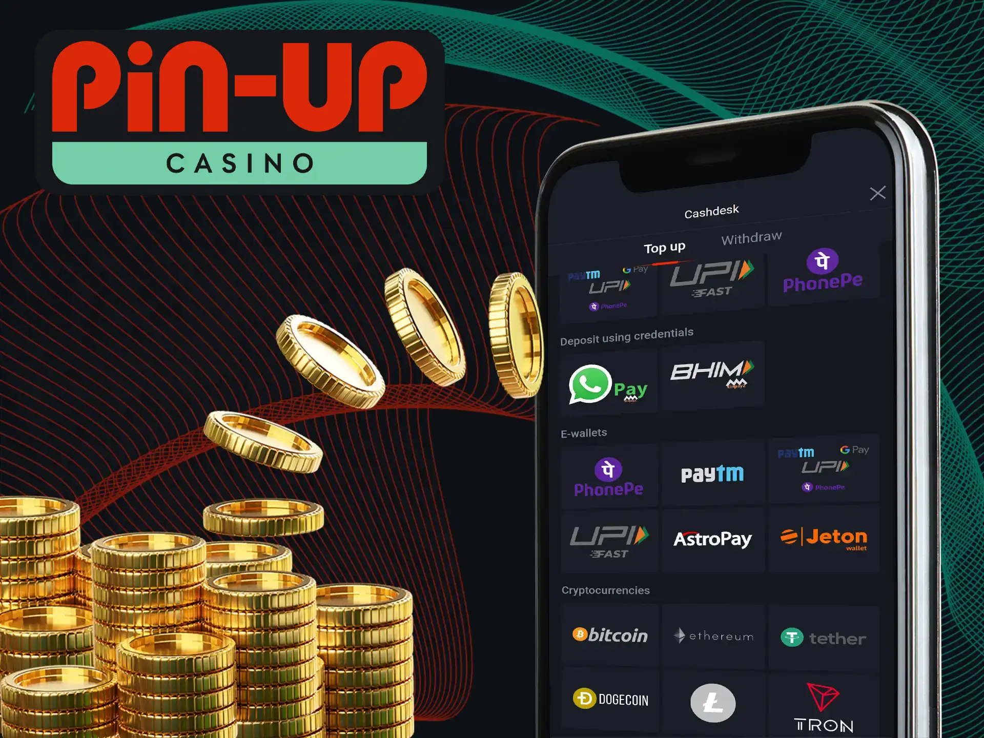 You can easily and swiftly make deposits using the Pin-Up Casino app.