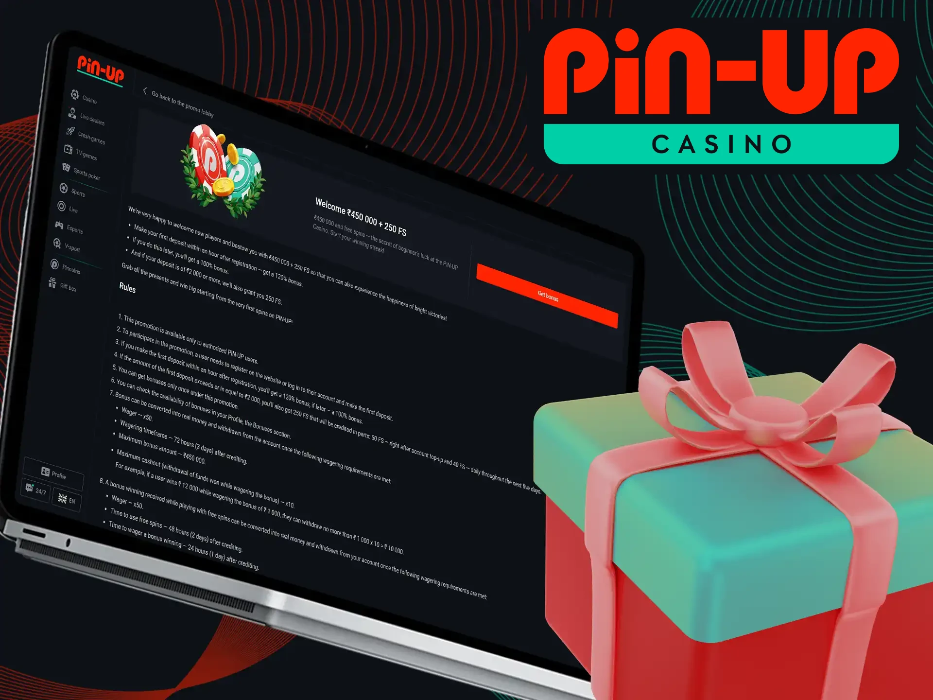 At Pin-Up Casino, we provide a welcome bonus designed to elevate your gaming experience!