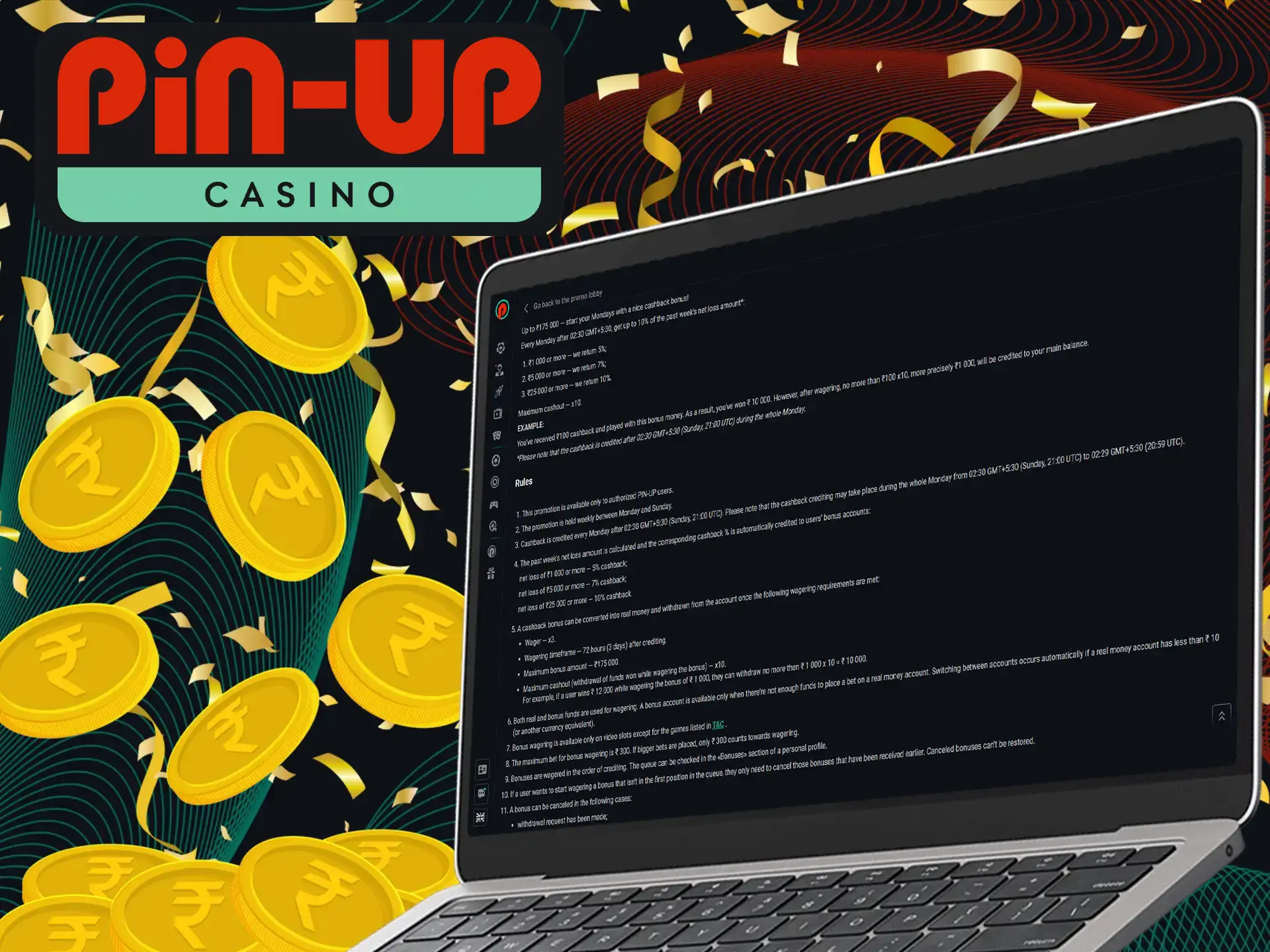 The cashback system at Pin-Up Casino is open to every player!