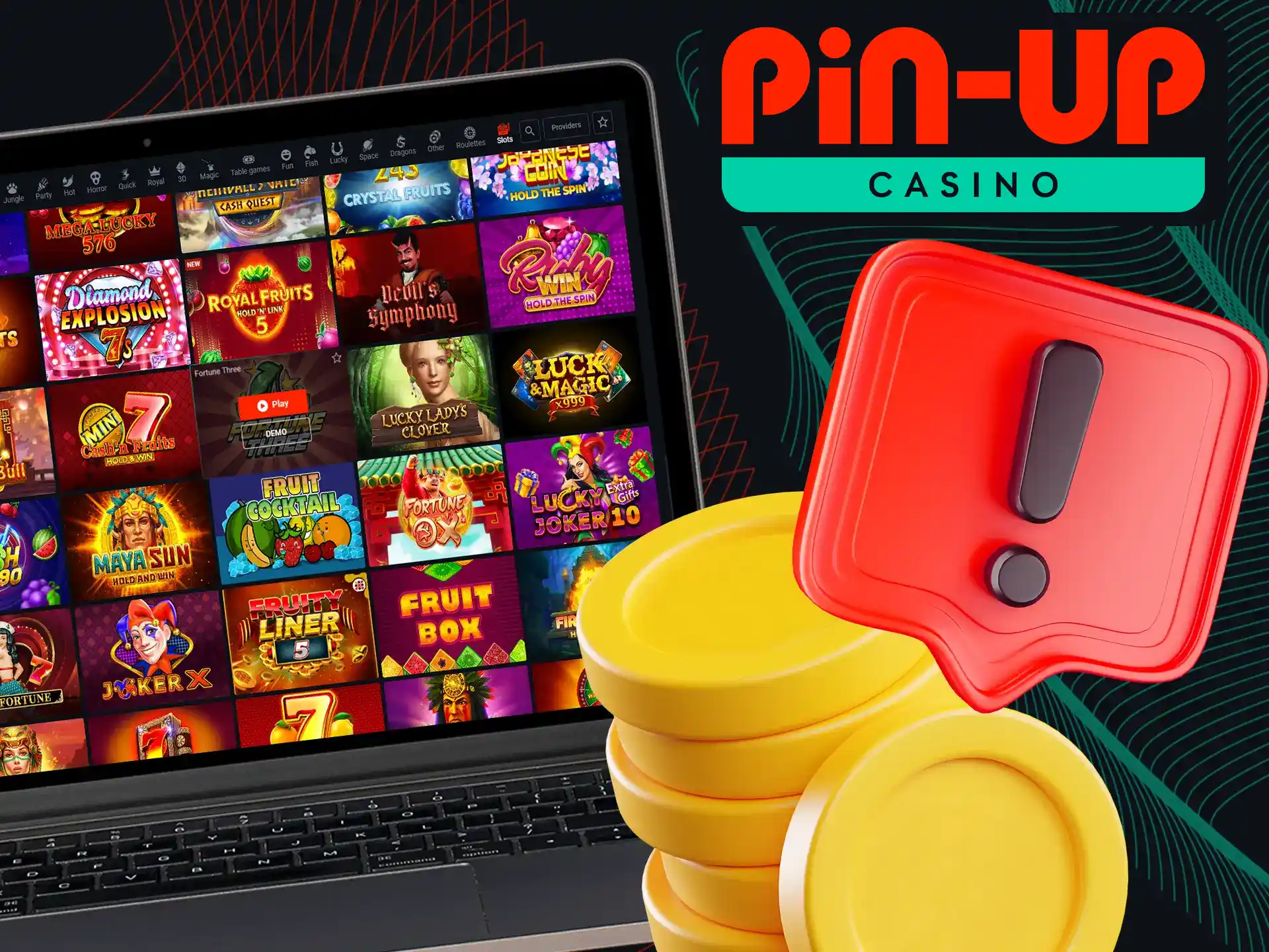 Experience slot games for free in demo mode or play with real money at Pin-Up Casino.